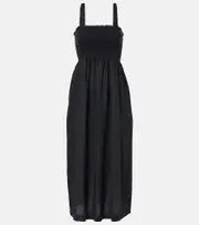 [Heidi Klein] Heidi Klein La Bocana shirred linen midi dress AU 16 black