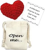 LUOKIFUR Pocket Hug Gift I Love You Gifts for Him for Her Crochet Heart Missing You Gift (Heart)