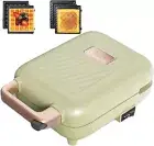 Bear Mini Electric Sandwich Maker Waffle Maker Cool Touch Handle, 600W, Green