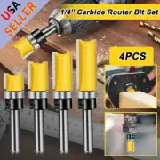 4Pcs 1/4'' Shank Top Bearing Flush Trim Carbide Router Bit Set Milling Cutter US