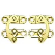 Antique Right and Left Latch Hook Hasp Swing Arm Latch Gold Tone 1 Set