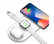 QI Wireless Charger Charging Dock Station for Apple Watch iPhone Pods - 3in1 - White