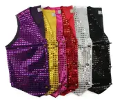Sequin Vest Waistcoat Tie Boys Girls Dance Costume Black Gold Silver Purple Red