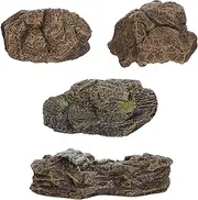 Milisten Realistic Miniature Stones for Garden Decor 4 Pack PVC Simulation Rocks for Fairy Garden and Micro Landscape