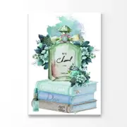 Green Blue Perfume Bottle Print 100% Australian Made 100x150cm (Stretched Canvas)