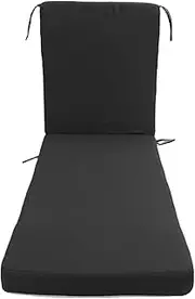 Lounge Chair Cushion, Lounger Pad Zipper Ties Polyester Sponge for Patio (Black)