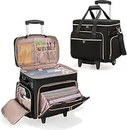 Rolling Teacher Bag with Wheels, Teacher Tote Bag with Detachable Trolley, Wheeled Teacher Bag Fits for 15.6” Laptop and Teacher Supplies, Black (Patent Design)