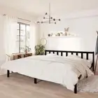 Bed Frame Black Solid Wood Pine Simple Design Base Slats 180x200cm King Size