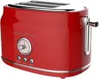CULINARY CHEF CCTO102-RED, 2 Slice Toaster, Retro Style, Wide Slot for Bread