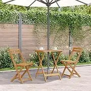 Folding Garden Table 60x60x75 cm Solid Acacia Wood | Outdoor Patio Dining Table | Weather-Resistant Wooden Foldable Table with Natural Oil Finish for Garden, Deck, Balcony