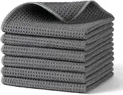 FairyWaffle Microfiber Cleaning Cloth - 12 x 12 inches Streak-Free Lint-Free Absorbent Microfiber Cloths for Screens, Glasses, Dusting & Appliances - 6 Pack Premium Cloth Wipes