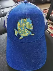 Disney Parks Finding Dory I'm Having A Dory Moment Blue Glitter Mesh Hat Cap New