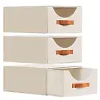Large Stackable Storage Bins - Fabric Pull-out Closet Shelf Organizer, Linen ...