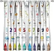 Kids Alphabet ABC Blackout Curtains, Cartoon Animal Colorful Crayon Classroom Printed Window Drapes, for Children Boys Girls Living Room Bedroom 21(W)*45(L) 2 Panels