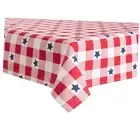 Americana Star Gingham Plaid Indoor Tablecloth, Patriotic USA America 60"x84"