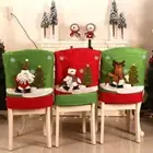 Santa Clause Christmas Chair Cover Elastic Stretch Cover Seat Covers Chair Back