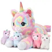 22inch Unicorn Stuffed Animals Cat Plush for Girls, Momma Cat Plushie with