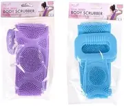 Swosh TPR Exfoliating Back Strap & Scrub with Handles, Purple/Blue, 70 cm Size