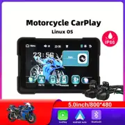 5" For Motorcycle CarPlay Android Auto Navigator w/ Dual Front Rear 1080P Camera