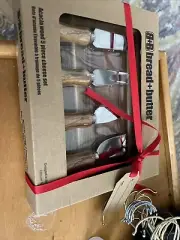 Bread And Butter 5pc Cheese Set, Acacia Wood Board