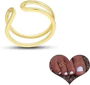 [KONPJE] Gold Toe Rings for Women Vintage Double Band Toe Rings Open Band Toe Ring Waterproof Adjustable Round Toe Ring Hawaiian Beach Summer Foot Jewelry
