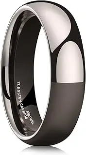 [King Will] Basic Men's 2mm 4mm 6mm 8mm High Polished Comfort Fit Domed Tungsten Carbide Ring Silver Black Wedding Band