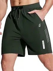 [ISEEGZ] Men's Athletic Running Shorts Lightweight Quick Dry Workout 7'' Shorts Tennis Basketball Gym Short Zipper Pockets