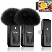 TeoTeeo 2-Pack Wireless Lavalier Microphone Built-in DSP Noise Reduction Chip