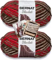 [Bernat] Blanket Yarn - Big Ball (10.5 oz) - 2 Pack with Pattern (Raspberry Trifle)