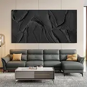 Hand painted 3D Black Abstract Painting handmade Black 3D Textured Painting Black 3D Minimalist Painting Large Black Abstract Painting Black abstract artwork