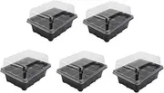5Pcs Cell Nursery Pots Tray with Transparent Lids Sprout Plate for Gardening and Bonsai Durable Growing Trays Black
