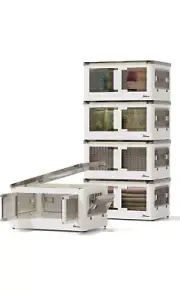 Justwoof stackable Storage Bins w Lid 90 Gal w/ Wheels 4 Boxes Total 5 Doors e/a