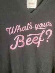 Next Level Apparel Short Sleeve "What's Your Beef"T-Shirt Black Pink Size L