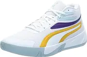 [PUMA] Men's Court Pro Basketball Shoes Sneaker, White-Yellow Sizzle-Team Violet