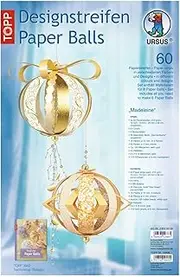 Ursus 23530099 Design Stripes Paper Balls Madeleine Material for up to 8 Paper Balls Diameter Approx. 10 cm 60 Strips with Accessories Ideal for Crafting Individual Christmas Baubles
