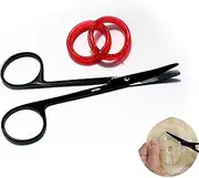 Professional J2 Stainless Steel Colostomy and Ileostomy Scissors with Blunt Tip for Ostomy Bag for Doctors, Veterinary Nurses (Black, 4.4 Inch)