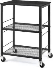 3 Tier Rolling Cart, Black Kitchen Carts on Wheels with Storage, Multifunctional