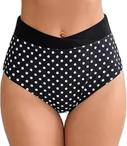 [Halcurt] Women's Cross High Waisted Bikini Bottoms Full Coverage Swimsuit Bottoms
