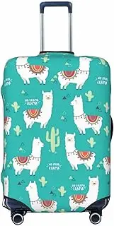 [CADREWY] Alpaca Cactus Print Travel Suitcase Cover Luggage Protector with Elastic Anti Scratch for Carry On, Black, Small