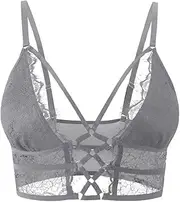 [Buitifo] Womens Cami Bra Criss Cross Eyelash Crop Top Bra Sexy Vest Bralette Busiter Lingerie