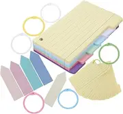 DIYEAH 1 Set Large Index Cards Flashcards with Rings and Binder Flashcards Holder for Study Colored Pages Easy Organization System for Students and Office Use