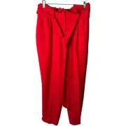 Boden Women's Red Tie Waist Paperbag Career Pants Size 6