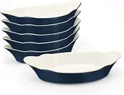 Au Gratin Baking Dishes, by Kook, Mini Casserole Dish, Set of 6, for Banana Split, Oven and Microwave Safe, Dishwasher Safe, Ceramic Serving Dishes, Lasagna & Cobblers, Individual Serving, 12 oz