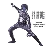 Venom Costume Kids Boys Superhero Cosplay - Size 4-9