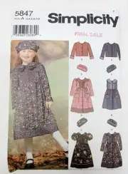 Simplicity 5847 Girls Dress Jacket & Hat Size 3 - 8 Sewing Pattern
