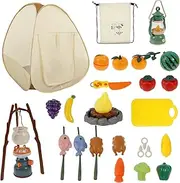 Kids Camping Set Tent, Pop Up Play Tent for Kids Toys Sturdy Toddler Camping Gear Kit Smooth for Children Playing Game (Beige 01)