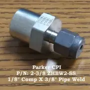Parker CPI- 2-3/8 ZHBW2-SS -Tube Adapter, 1/8" COMP, TUBE X 3/8" PIPE WELD