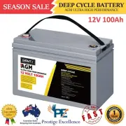 AGM Deep Cycle Battery 12V 100Ah Box Portable Solar Caravan Camping 4WD Vehicles