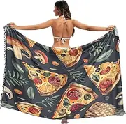 [RPLIFE] Pizza Slices Pineapples Swimwear Sarongs Fringe Beach Sarong Wraps for Women, Large, Pizza Slices Pineapples, Medium