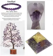 Amethyst Tree, Tree Of Life Pyramid ,Stretchable Beads Bracelet ,Pocket Angel